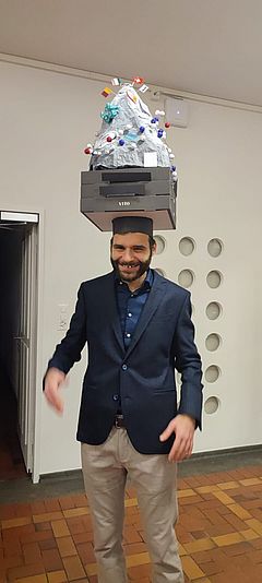 Werner wearing his graduation hat.